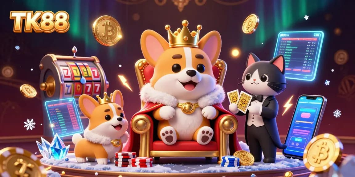 Engage in thrilling casino action with TK88's vibrant 3D illustration showcasing an opulent gaming scene.