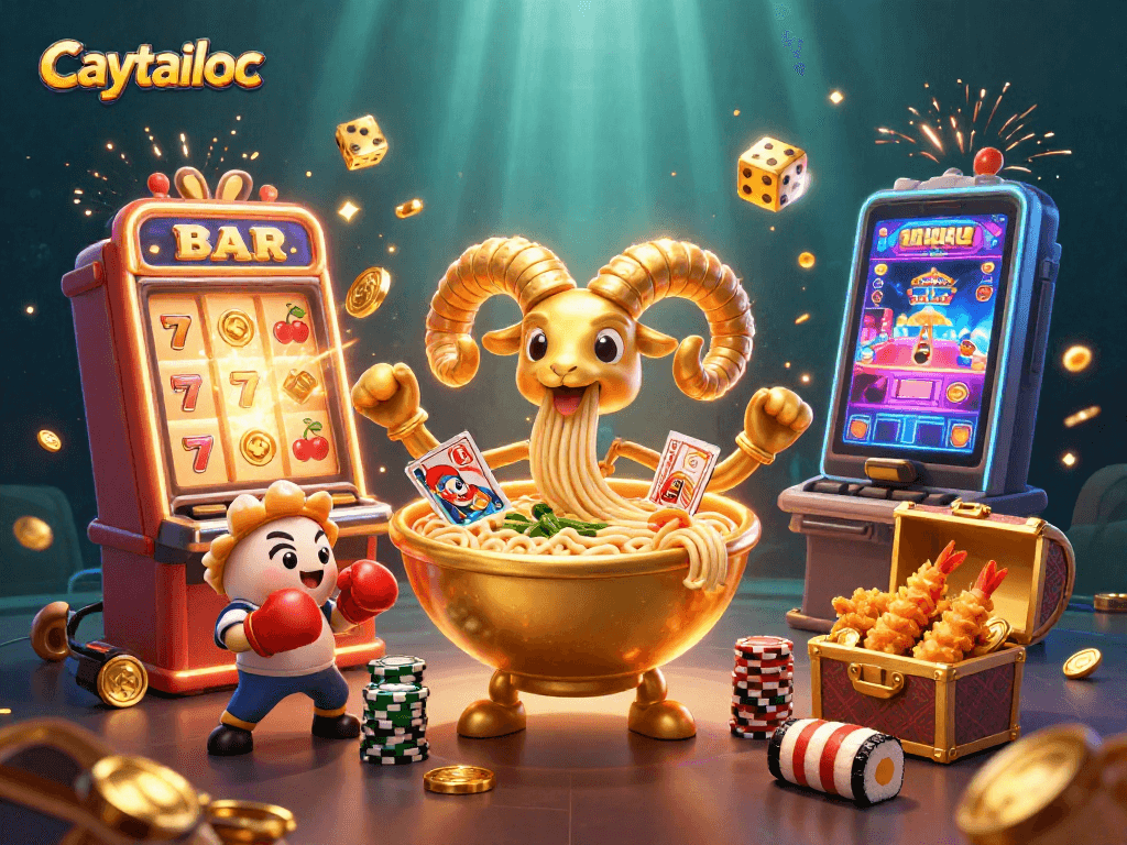 Engage in joyful wins at caytailoc, showcasing a colorful jackpot scene with vibrant 3D characters and rich casino elements.