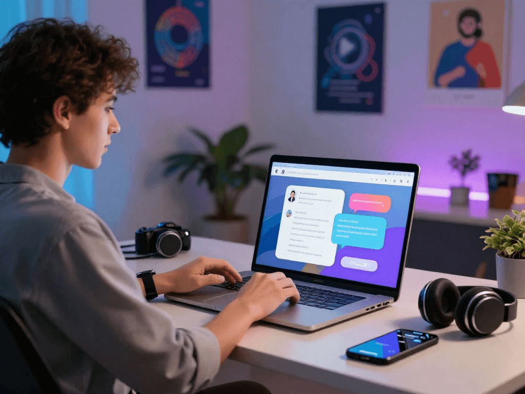 Engaging NSFW AI chat interface in vibrant workspace, showcasing innovative technology interaction.