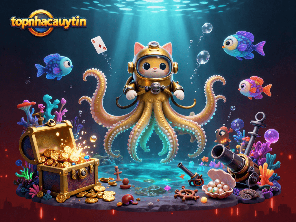 Experience thrilling gameplay with topnhacaiuytinn in a captivating 3D casino scene featuring dynamic characters.