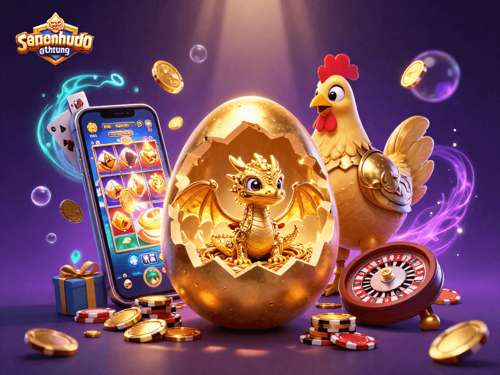 Spin and win big at gamenohudoithuong with a golden dragon and vibrant casino elements!