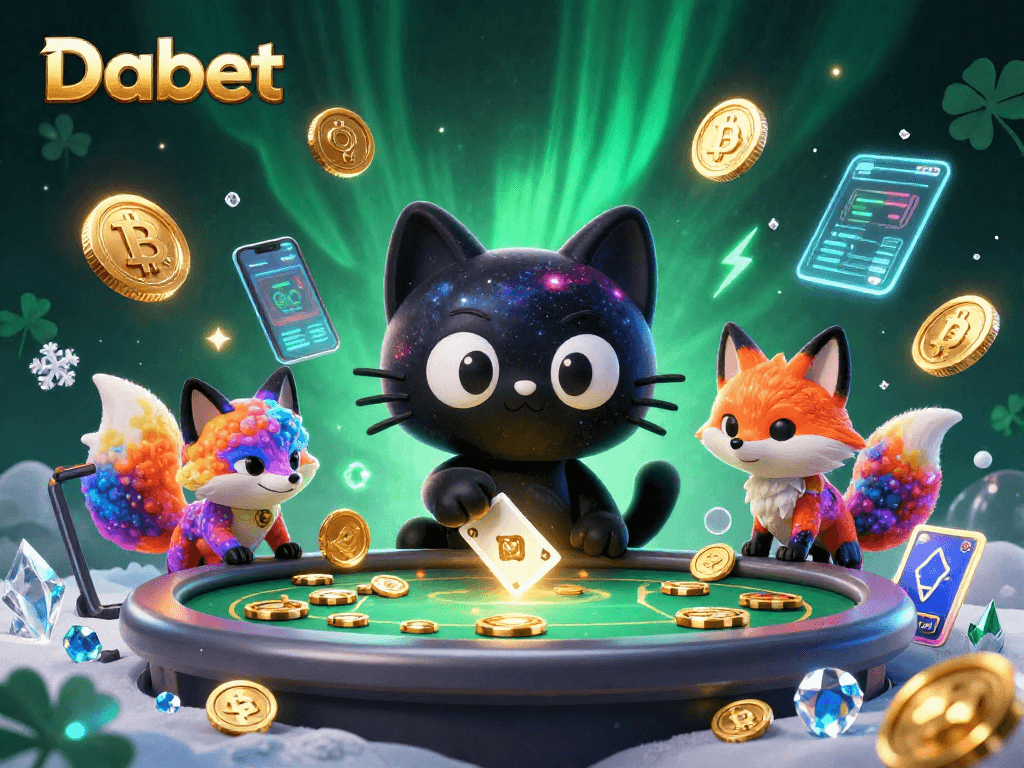 Dabet's cosmic casino scene with vibrant characters and engaging gambling elements demonstrates exciting betting action.