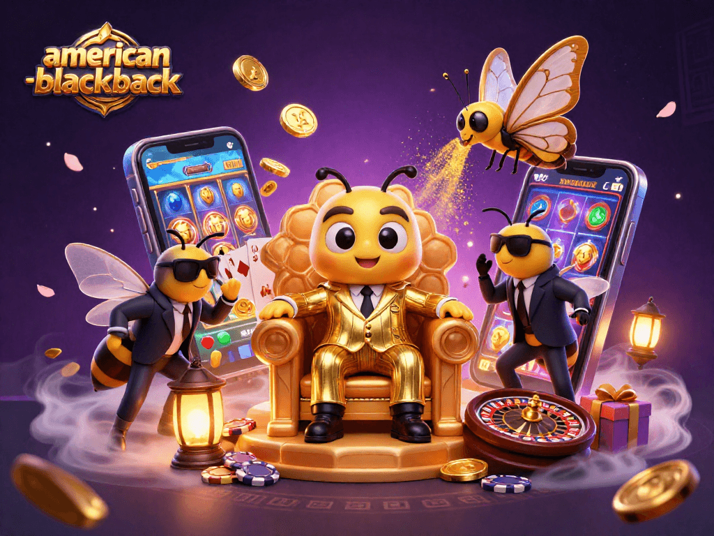 Experience the thrilling action of american-blackjack amidst vibrant casino elements in a dynamic 3D scene.