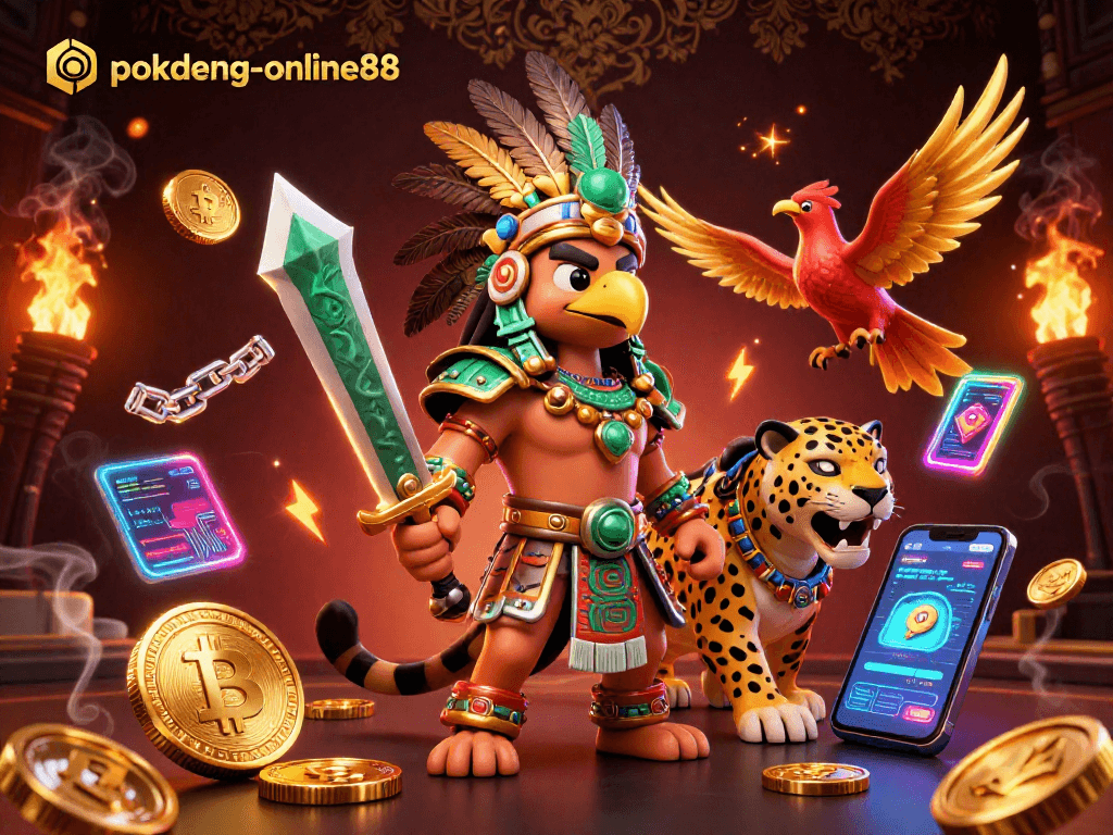 Engage in thrilling gameplay with pokdeng-online88 featuring dynamic crypto elements and vibrant characters.