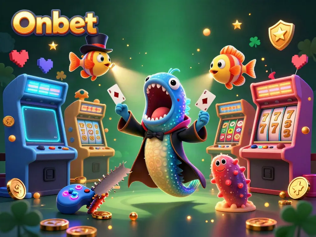Onbet captivates in a vibrant 3D casino world with glowing games and magical characters.