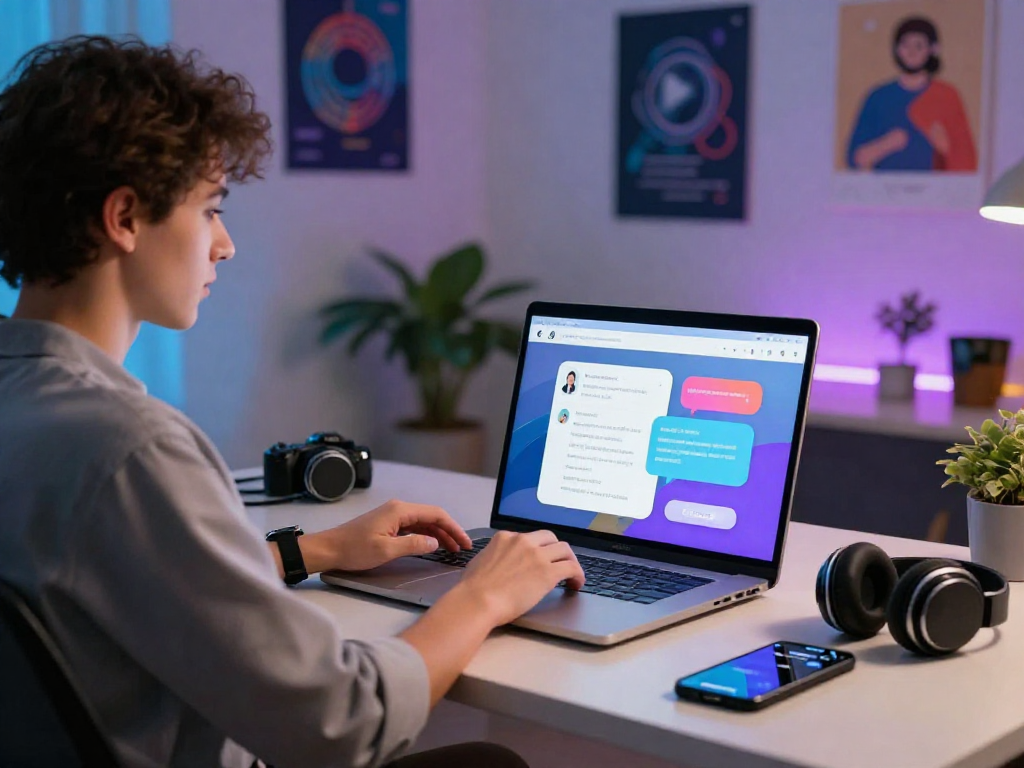 Engaging NSFW AI chat interface in vibrant workspace, showcasing innovative technology interaction.
