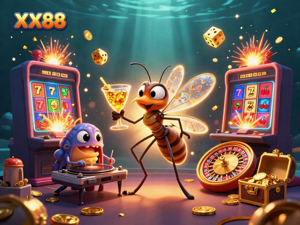 Experience the thrill of XX88 with unique casino elements and characters in a vibrant 3D scene.