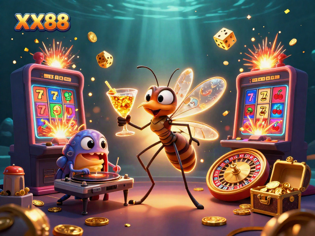 Experience the thrill of XX88 with unique casino elements and characters in a vibrant 3D scene.