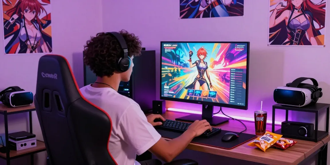 Engaged player exploring interactive hentai games html in vibrant gaming environment.