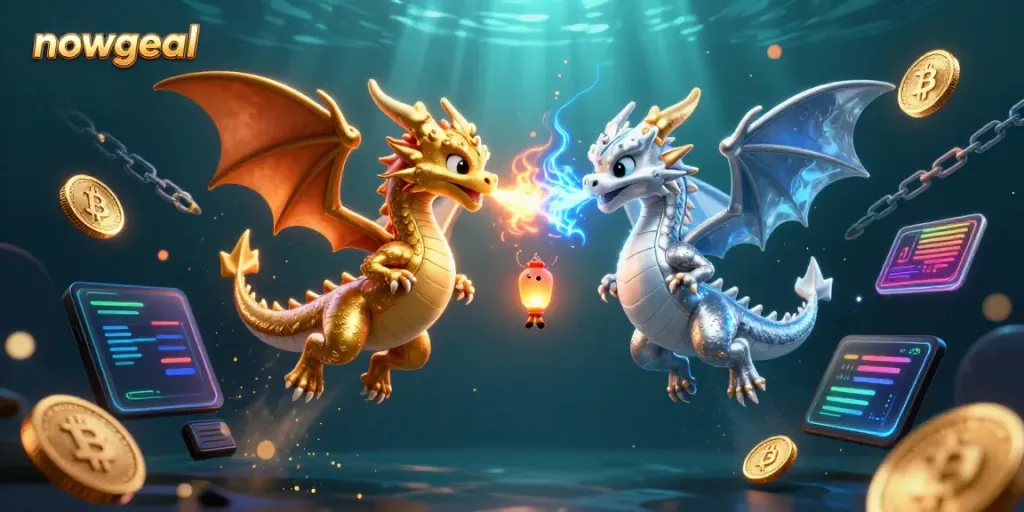 Experience thrilling bets with Nowgoal's engaging gaming content illustrated by vibrant dragons.