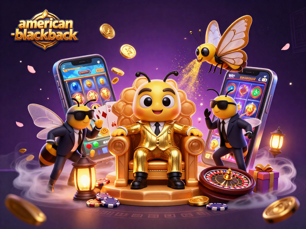 Experience the thrilling action of american-blackjack amidst vibrant casino elements in a dynamic 3D scene.
