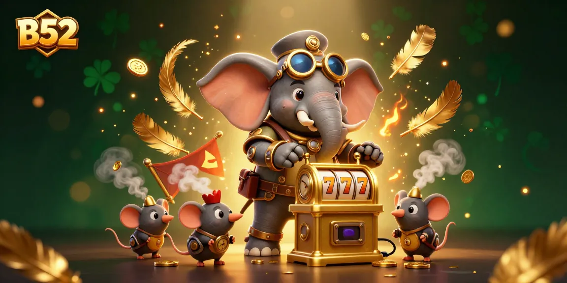Play thrilling games at B52 with a steampunk elephant engineer and golden slot machines.