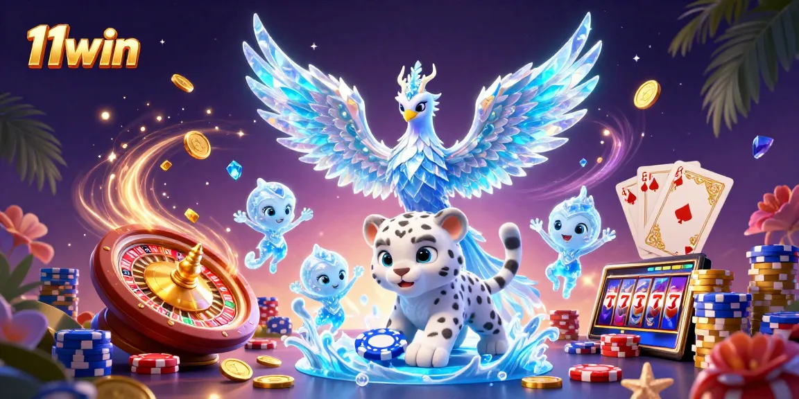 Experience the thrill of 11win with a vibrant 3D casino scene showcasing dynamic gaming elements.